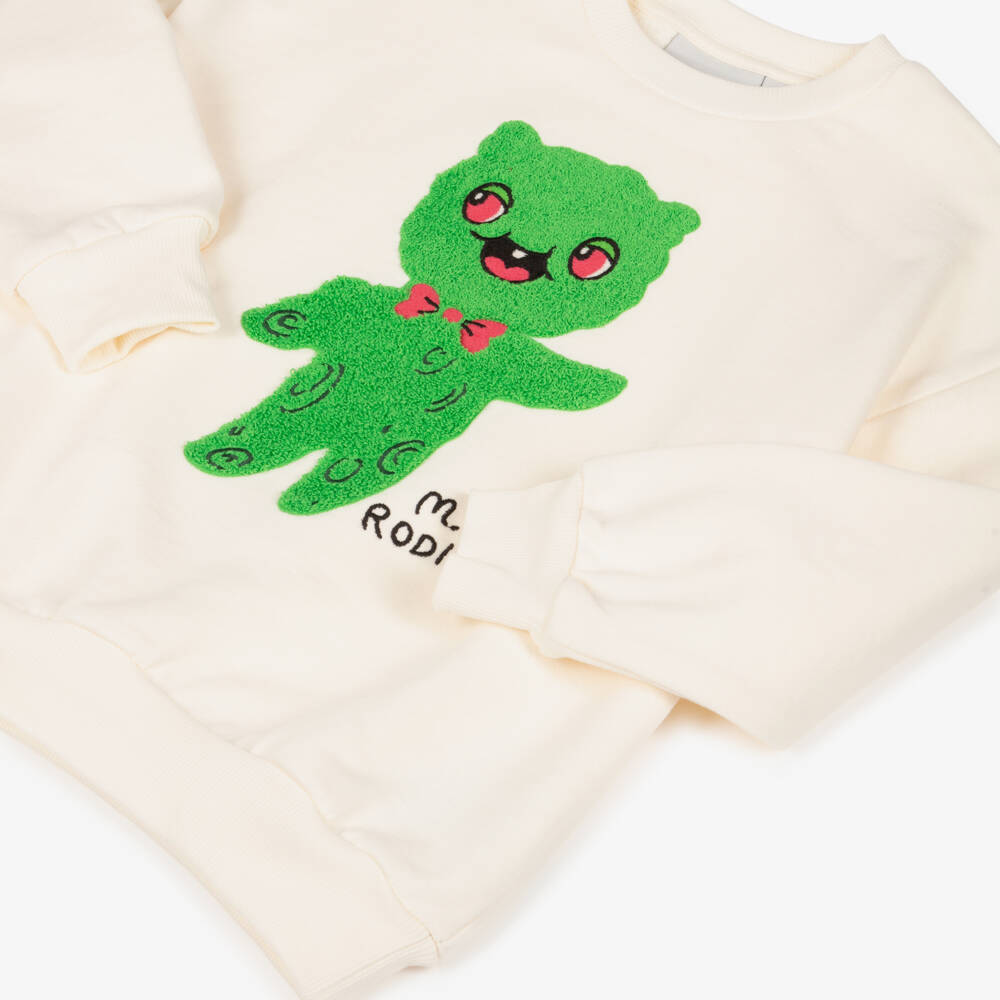 Mini Rodini-Boys Ivory Organic Cotton Bouclé Alien Sweatshirt | Childrensalon Outlet