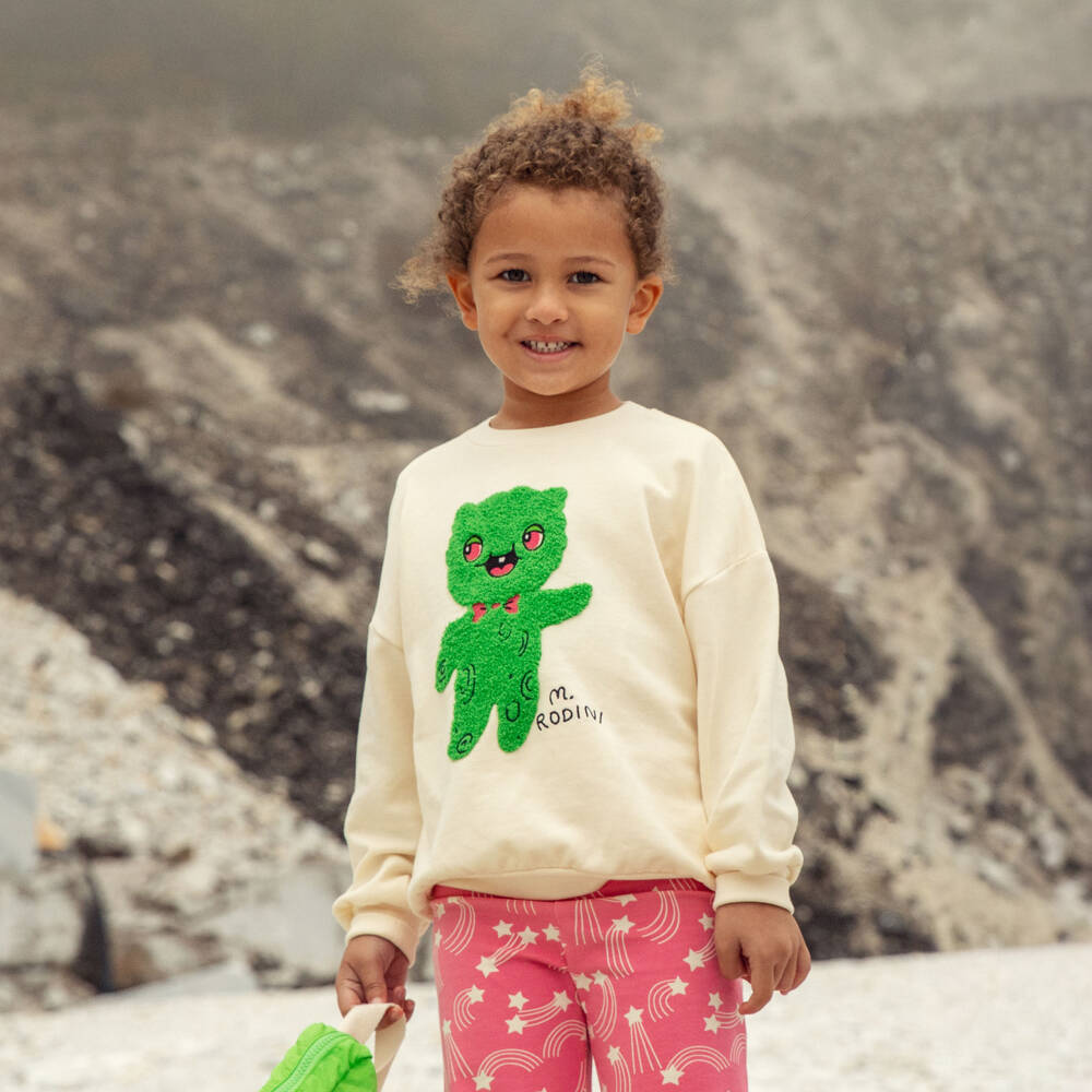 Mini Rodini-Boys Ivory Organic Cotton Bouclé Alien Sweatshirt | Childrensalon Outlet