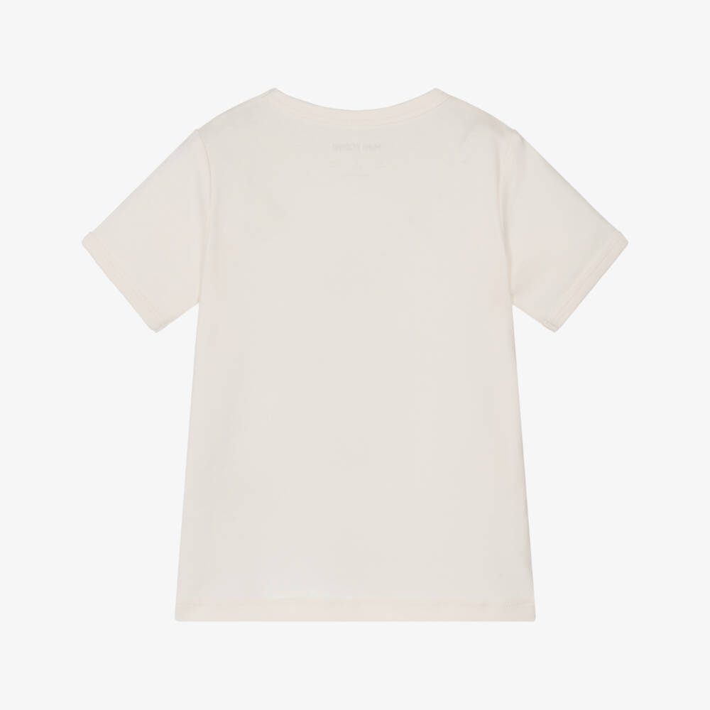 Mini Rodini-Boys Ivory Organic Cotton Space Tour T-Shirt | Childrensalon Outlet