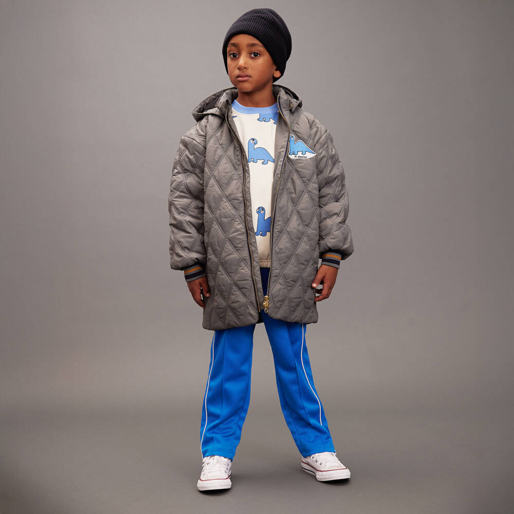 Mini Rodini-Boys Ivory Organic Cotton Sweatshirt with Blue Dino Print | Childrensalon Outlet