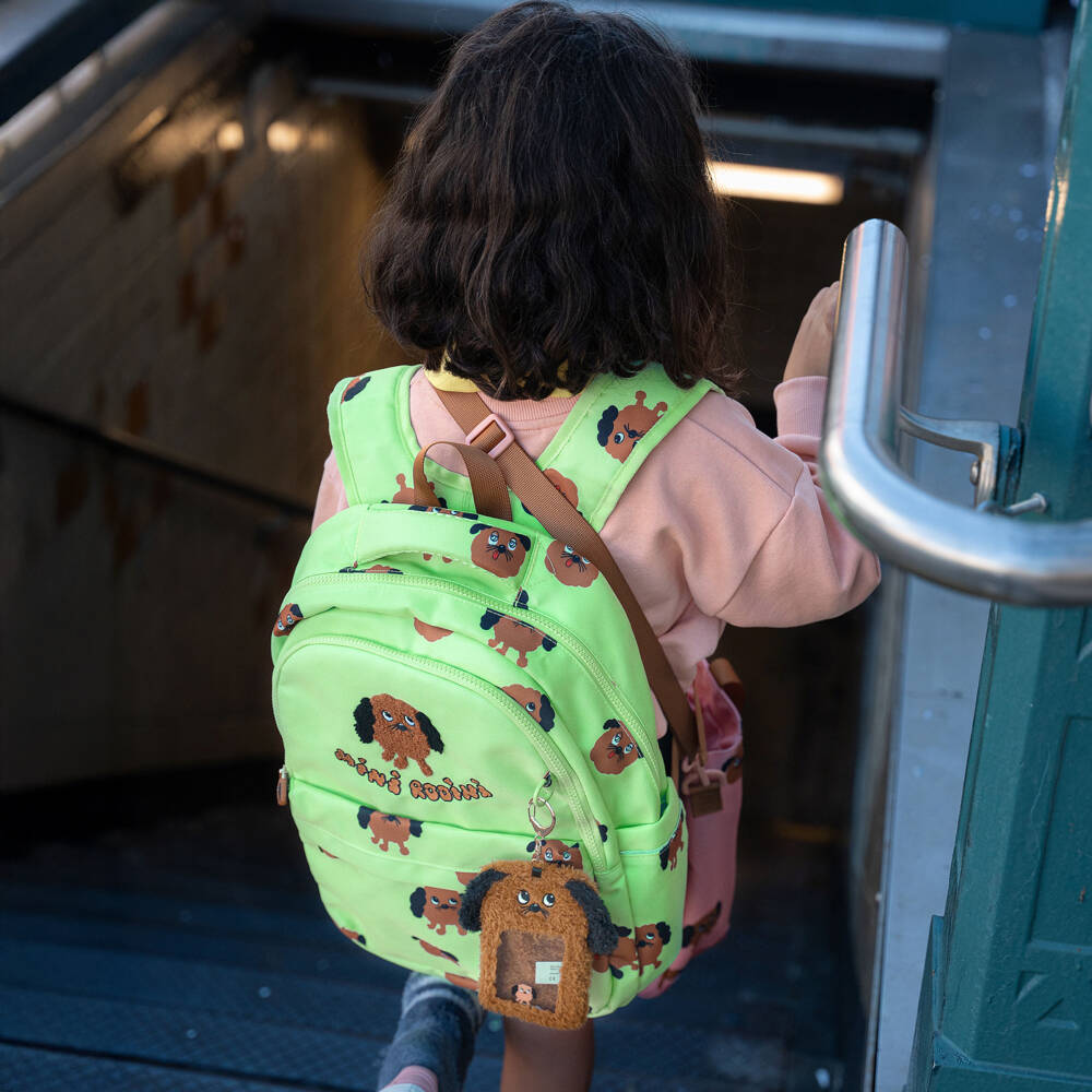 Mini Rodini-Boys Lime Green Dog Print Backpack (40cm) | Childrensalon Outlet