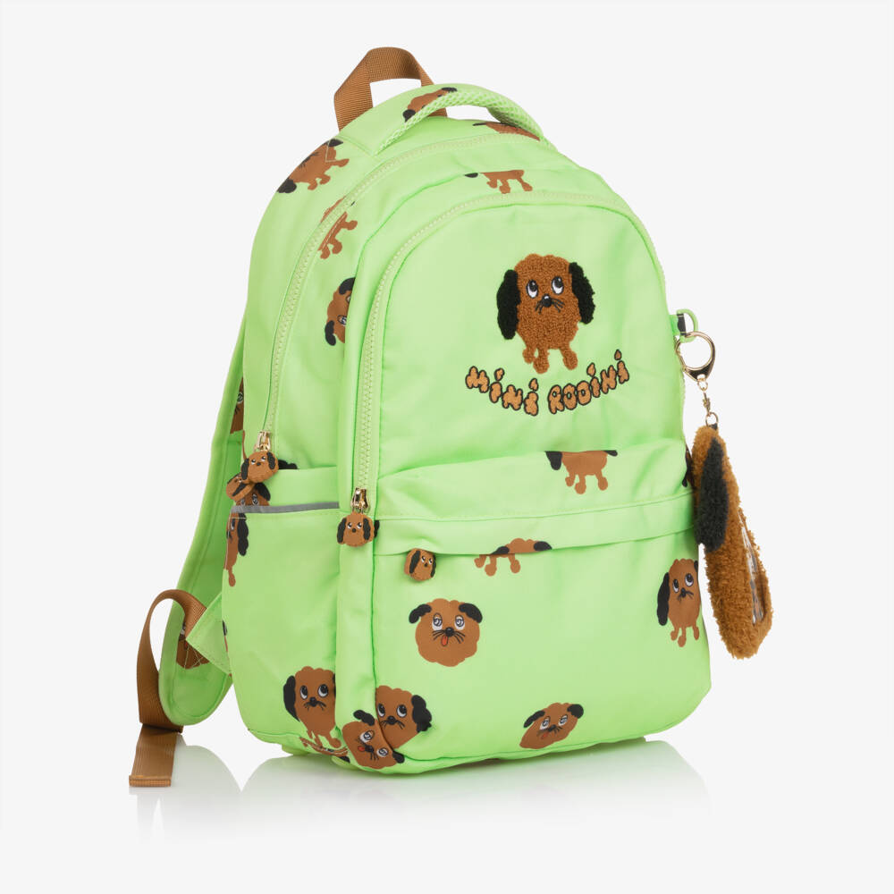 Mini Rodini-Boys Lime Green Dog Print Backpack (40cm) | Childrensalon Outlet