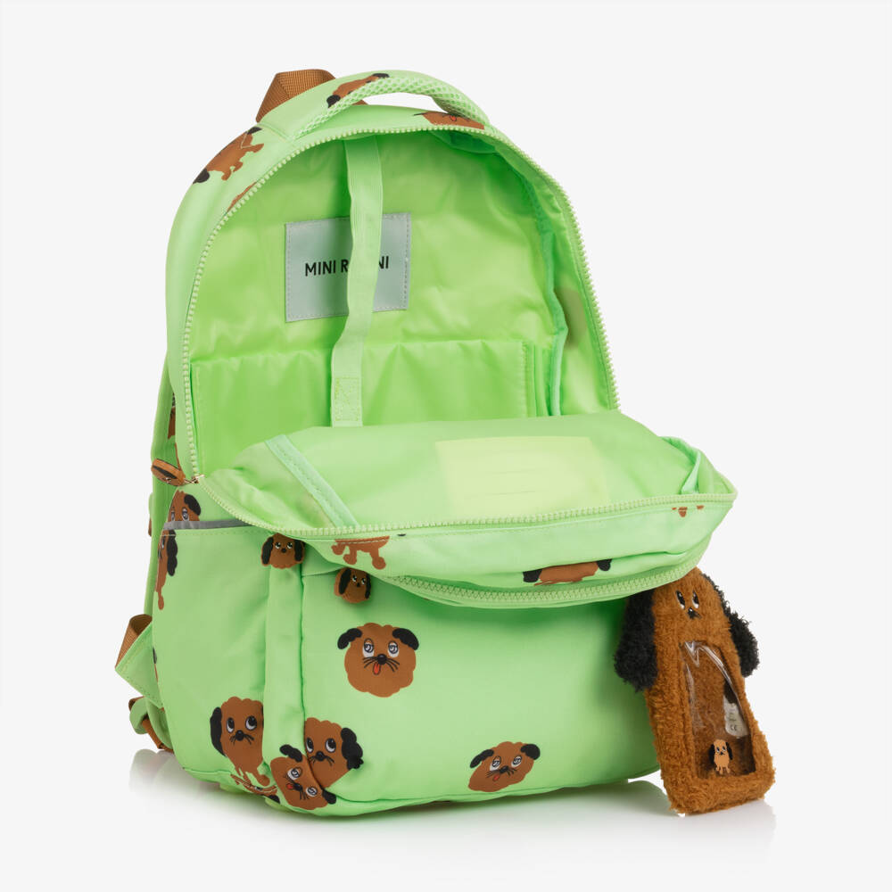 Mini Rodini-Boys Lime Green Dog Print Backpack (40cm) | Childrensalon Outlet
