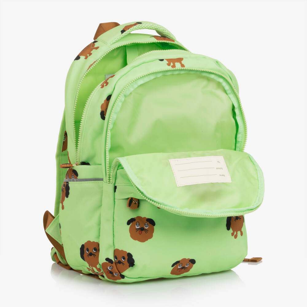 Mini Rodini-Boys Lime Green Dog Print Backpack (40cm) | Childrensalon Outlet