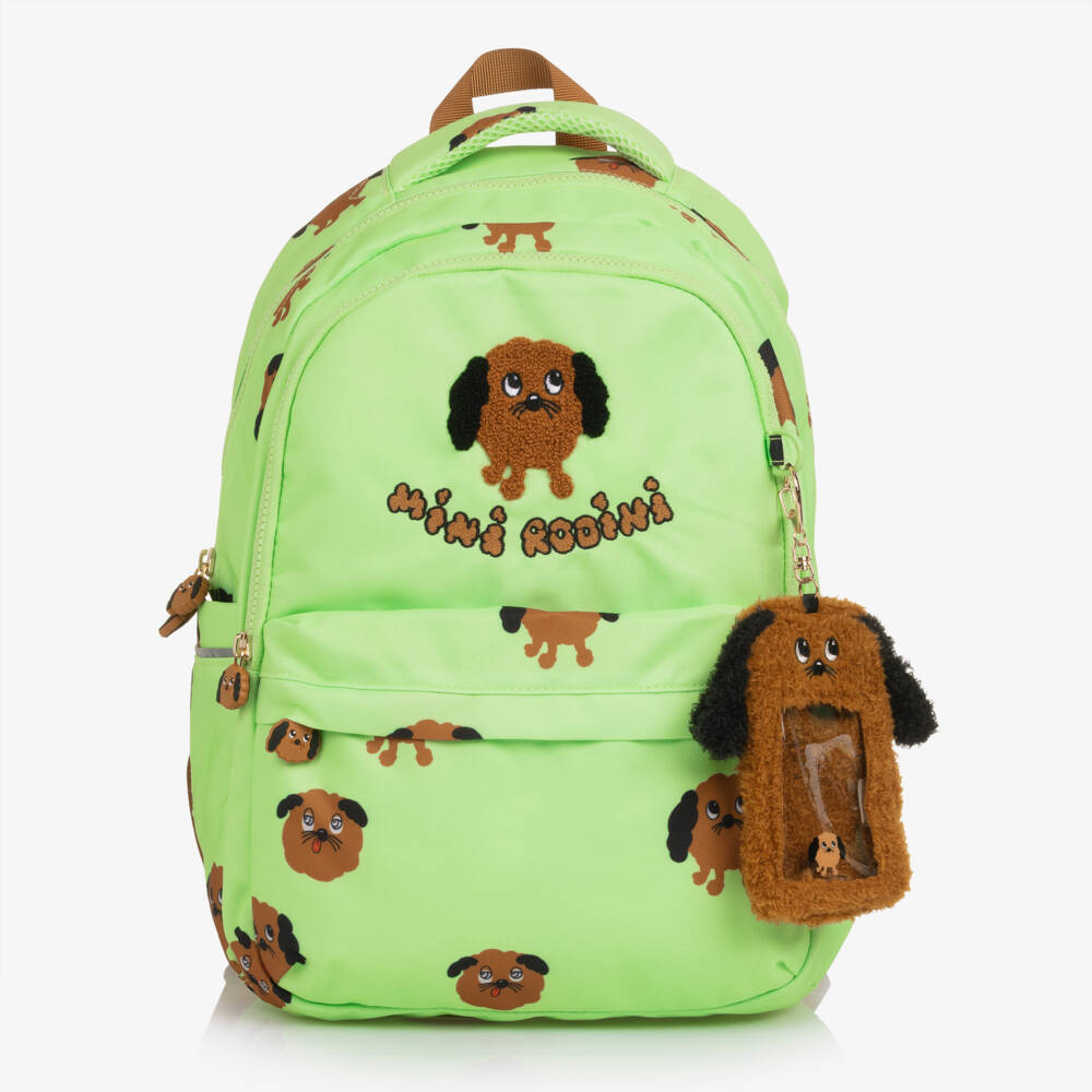 Mini Rodini-Boys Lime Green Dog Print Backpack (40cm) | Childrensalon Outlet