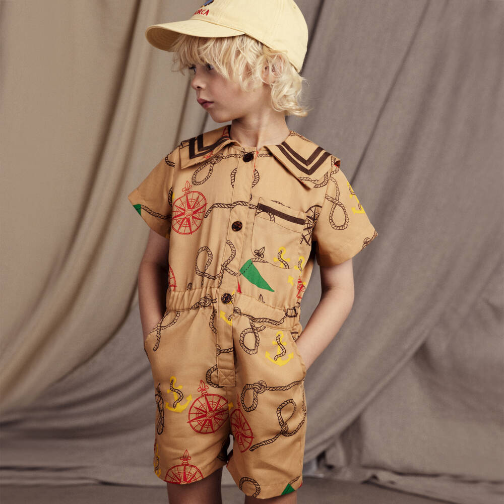 Mini Rodini-Boys Nautical Beige Playsuit | Childrensalon Outlet