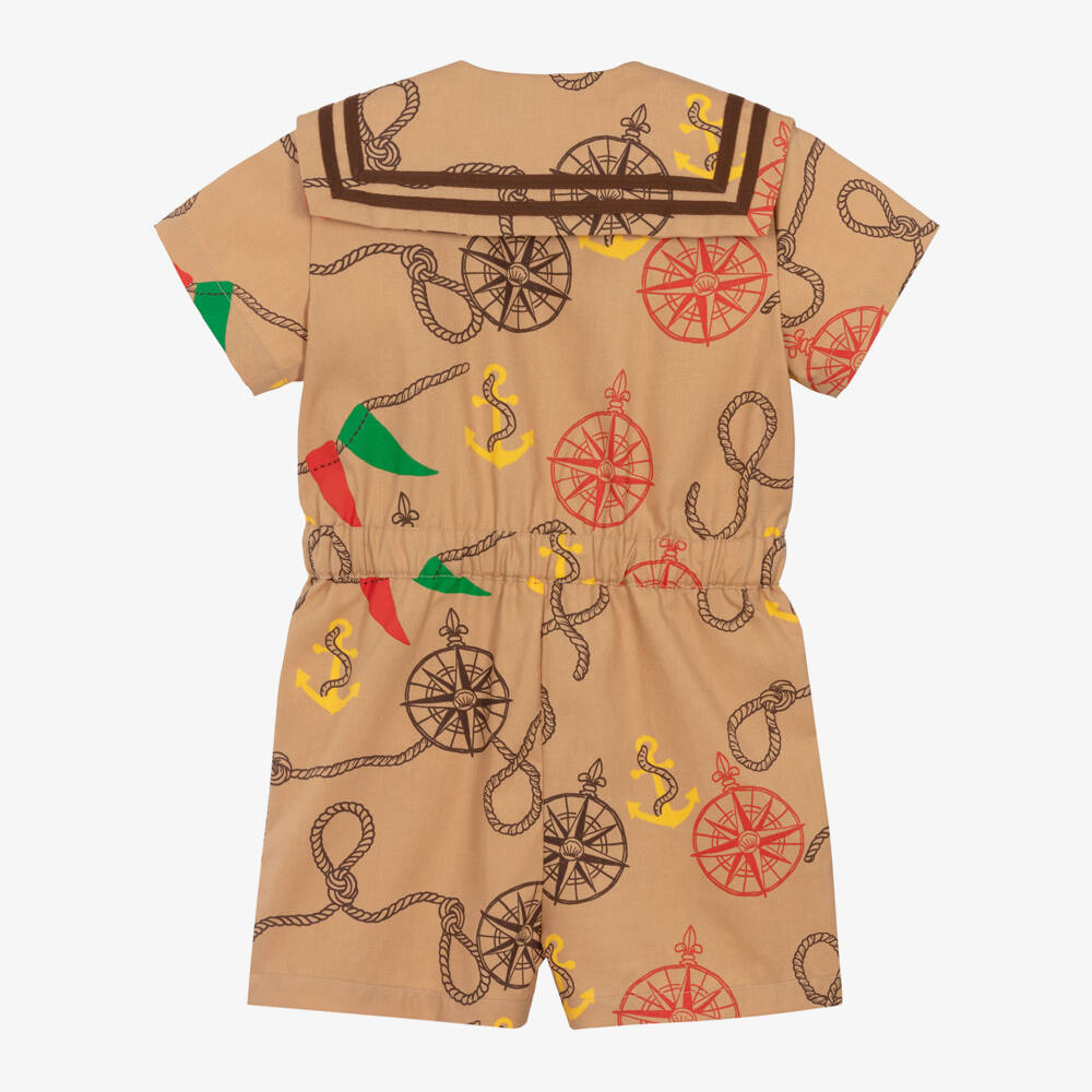 Mini Rodini-Boys Nautical Beige Playsuit | Childrensalon Outlet