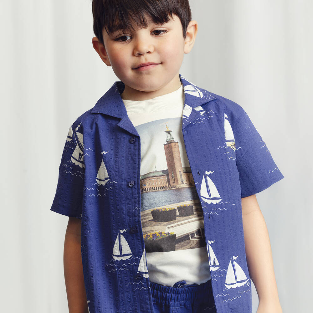 Mini Rodini-قميص بحري أزرق مخطط للأولاد | Childrensalon Outlet