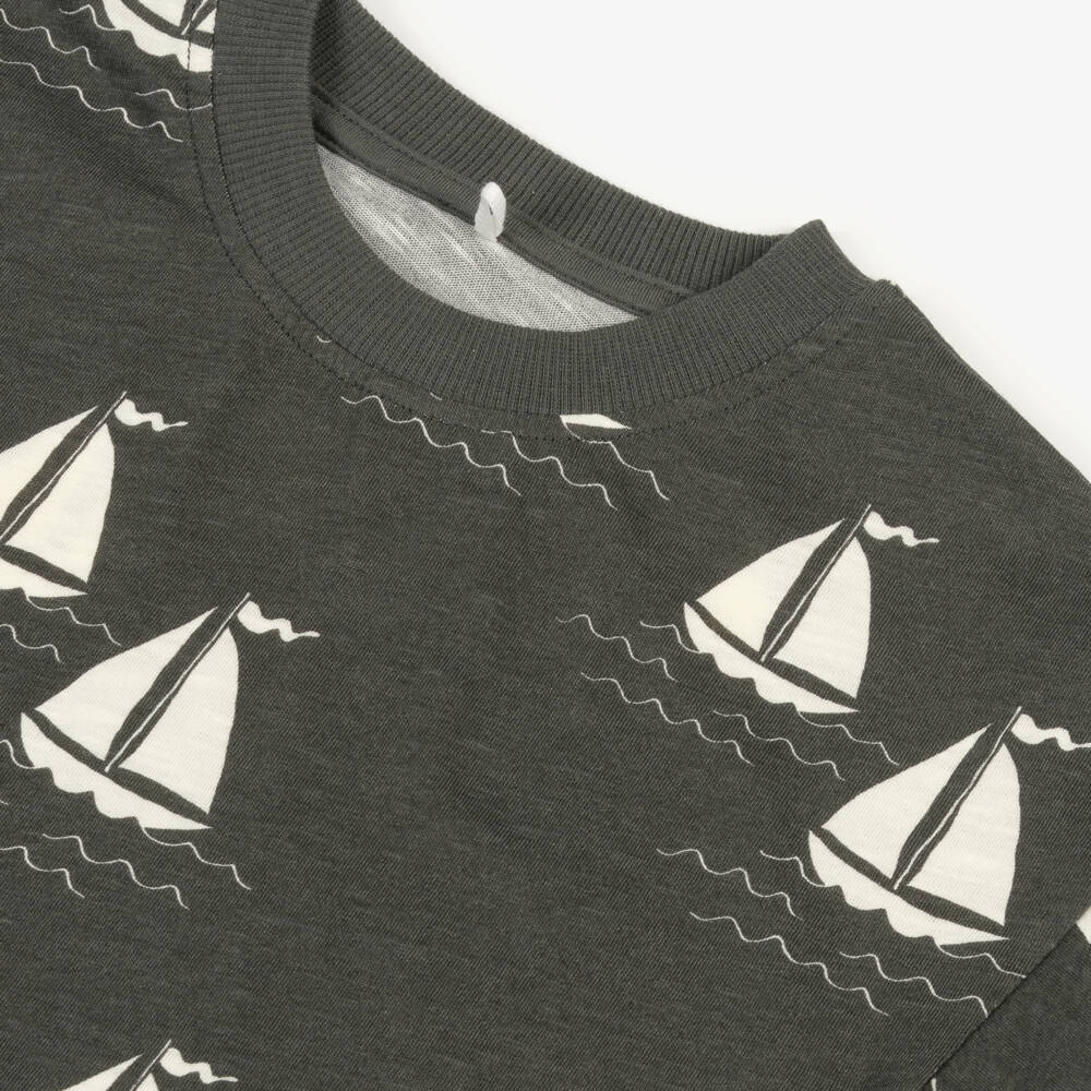Mini Rodini-Boys Nautical Grey Organic Tee | Childrensalon Outlet
