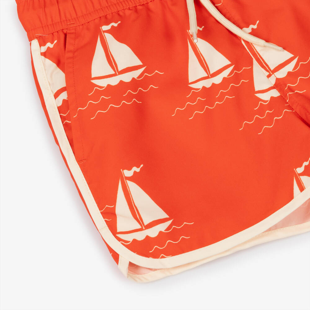 Mini Rodini-Boys Nautical Red Swim Trunks | Childrensalon Outlet