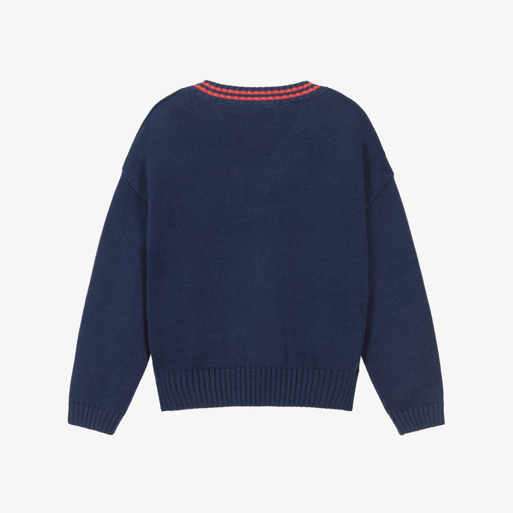 Mini Rodini-Boys Navy Blue Cotton Knit E.T. Jumper | Childrensalon Outlet