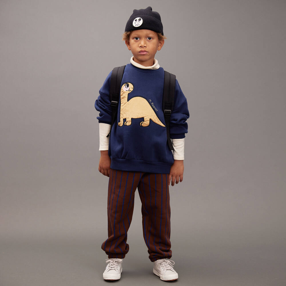 Mini Rodini-Boys Navy Dino Appliqué Jumper | Childrensalon Outlet