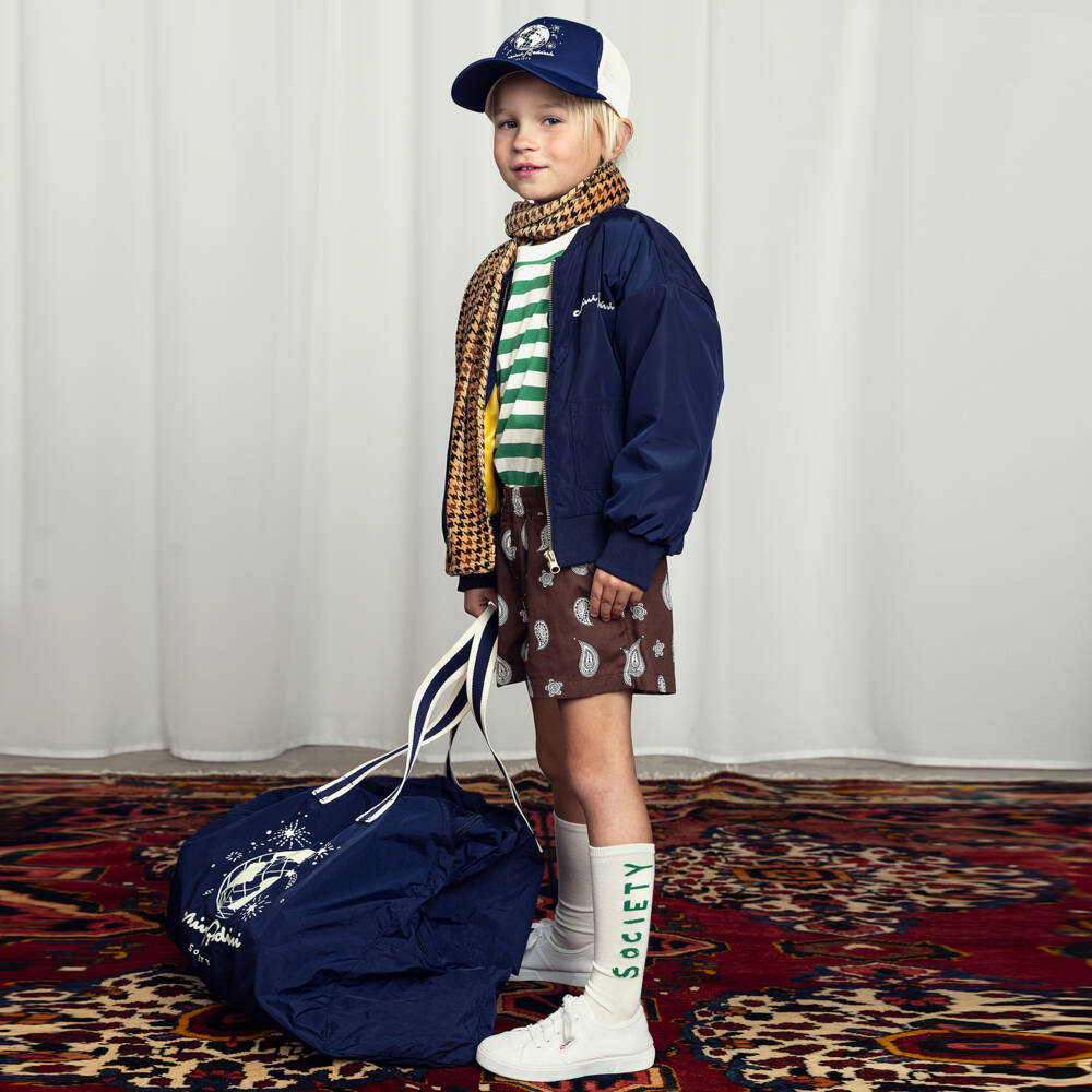 Mini Rodini-Boys Navy Globe Embroidered Jacket | Childrensalon Outlet