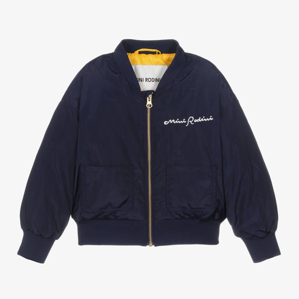 Mini Rodini-Boys Navy Globe Embroidered Jacket | Childrensalon Outlet