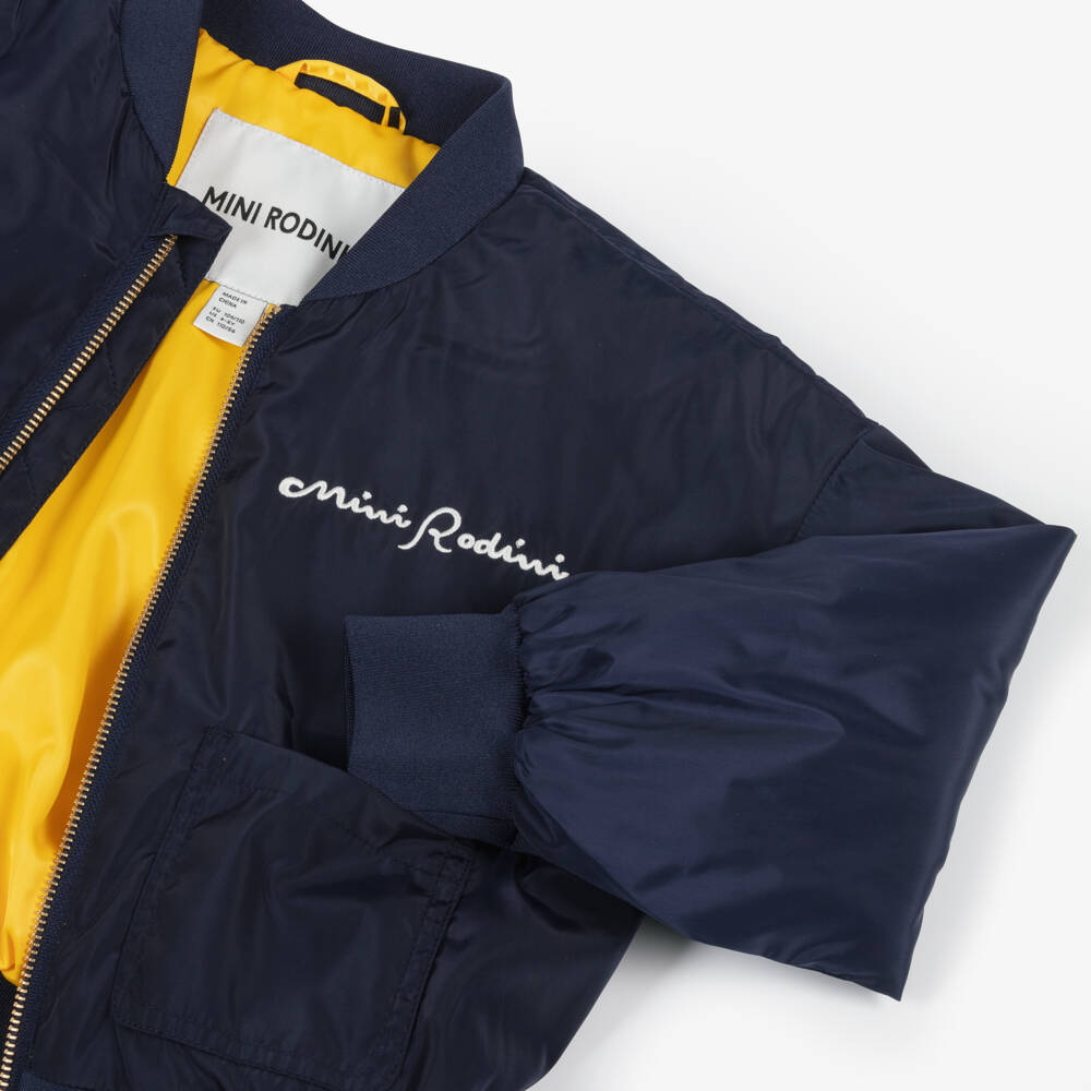 Mini Rodini-Boys Navy Globe Embroidered Jacket | Childrensalon Outlet