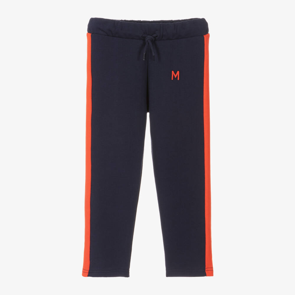 Mini Rodini-Boys Navy Joggers with Orange Accents | Childrensalon Outlet