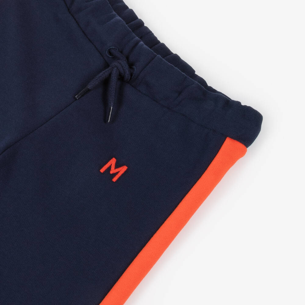 Mini Rodini-Boys Navy Joggers with Orange Accents | Childrensalon Outlet