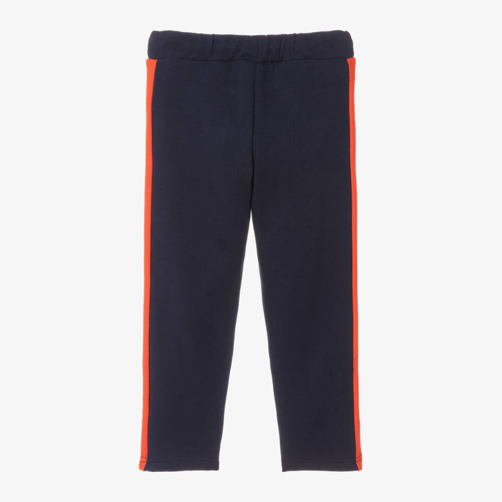 Mini Rodini-Boys Navy Joggers with Orange Accents | Childrensalon Outlet
