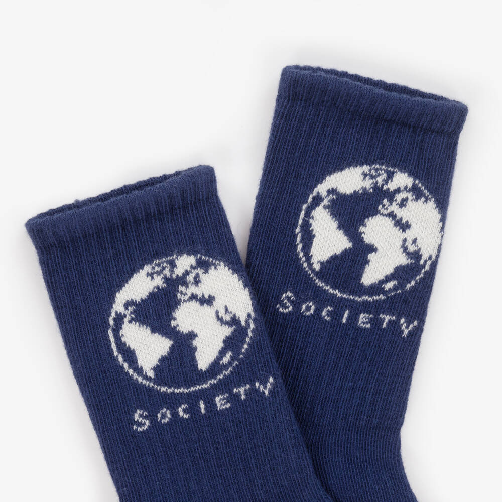 ميني روديني-جوارب مزيج قطن عضوي لون أزرق داكن | Childrensalon Outlet