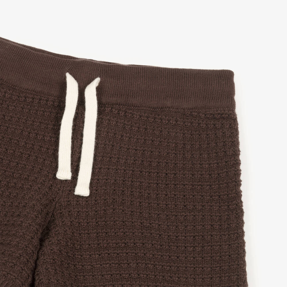 Mini Rodini-Boys Organic Knit Brown Shorts | Childrensalon Outlet