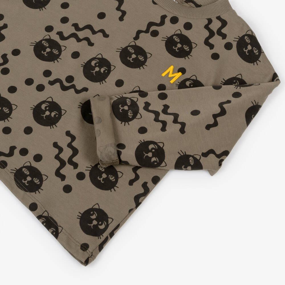 Mini Rodini-Игривая коричневая футболка с котом для мальчиков | Childrensalon Outlet