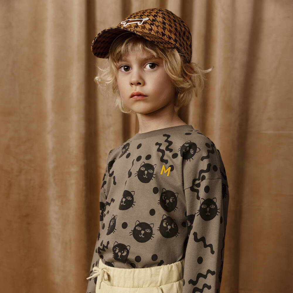 Mini Rodini-Игривая коричневая футболка с котом для мальчиков | Childrensalon Outlet