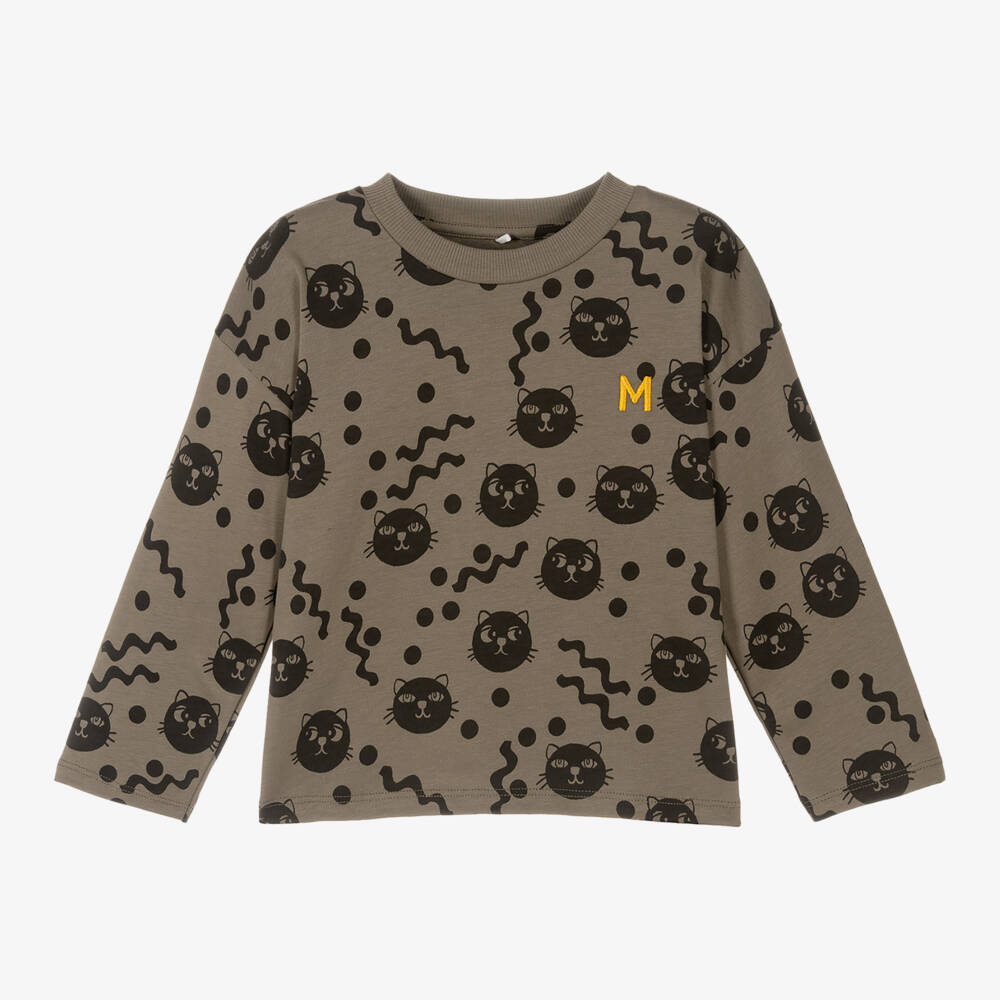 Mini Rodini-Boys Playful Brown Cat Tee | Childrensalon Outlet