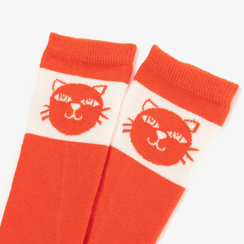 Mini Rodini-Boys Playful Red Cat Socks | Childrensalon Outlet
