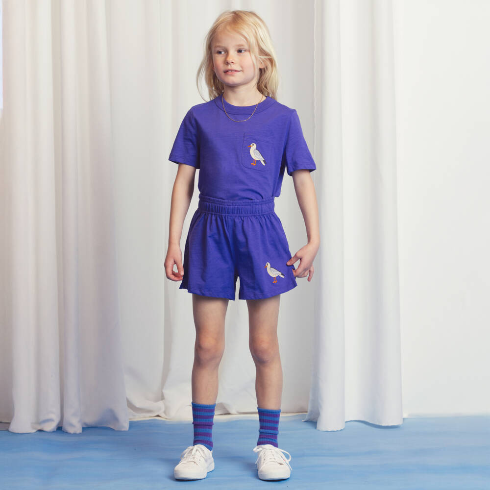 Mini Rodini-Boys Purple Seagull Print Shorts | Childrensalon Outlet
