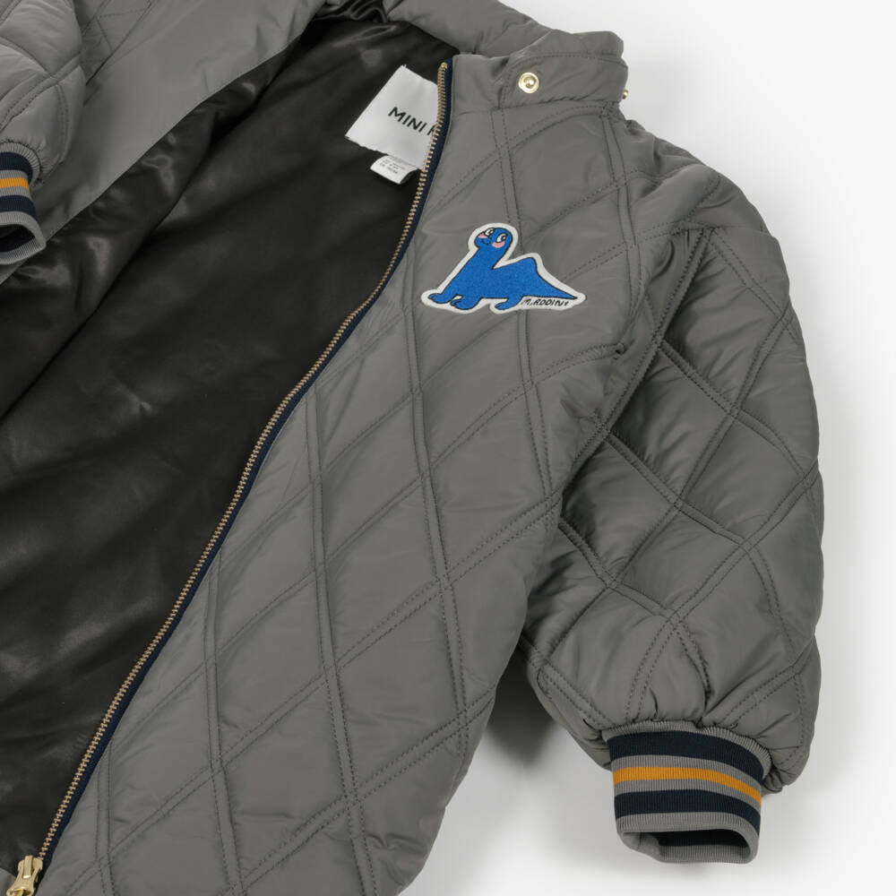 Mini Rodini-Boys Quilted Grey Puffer Coat | Childrensalon Outlet