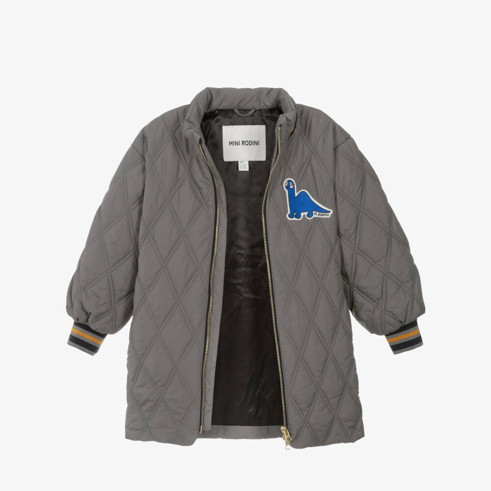 Mini Rodini-Boys Quilted Grey Puffer Coat | Childrensalon Outlet