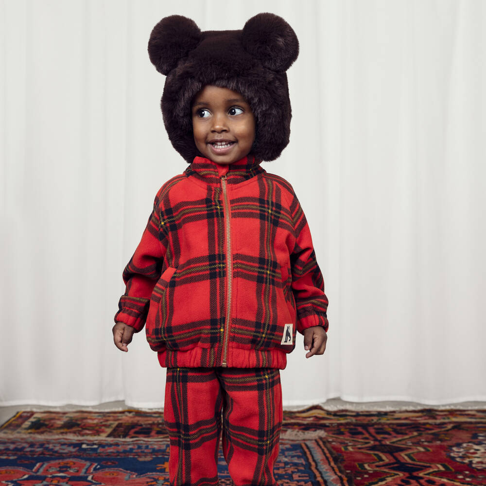 Mini Rodini-Boys Red Check Fleece Jacket | Childrensalon Outlet