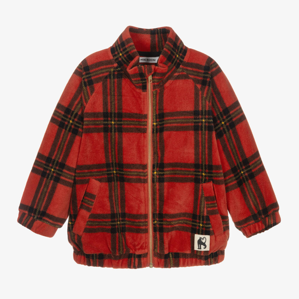 Mini Rodini-Boys Red Check Fleece Jacket | Childrensalon Outlet