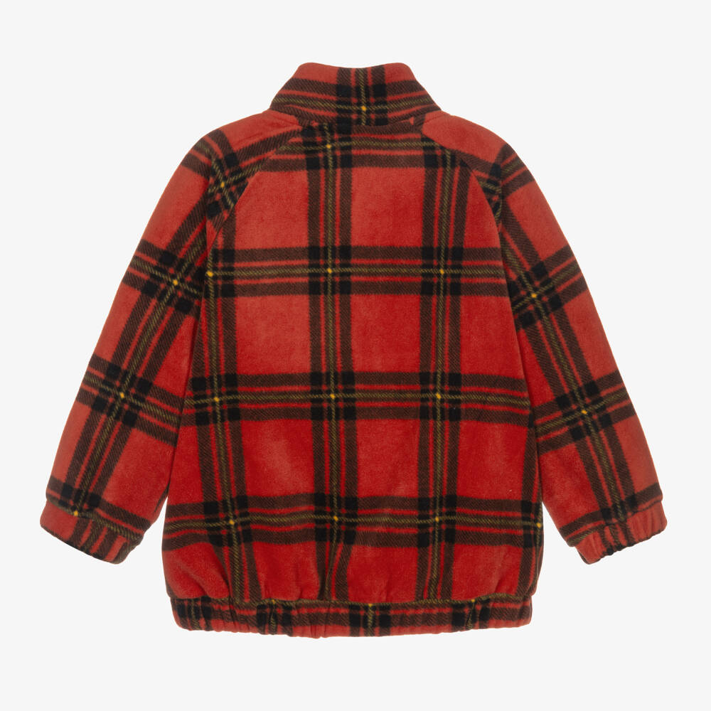 Mini Rodini-Boys Red Check Fleece Jacket | Childrensalon Outlet