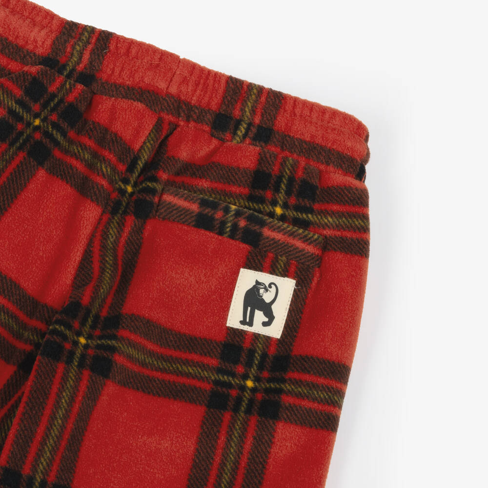 Mini Rodini-Boys Red Check Fleece Trousers | Childrensalon Outlet