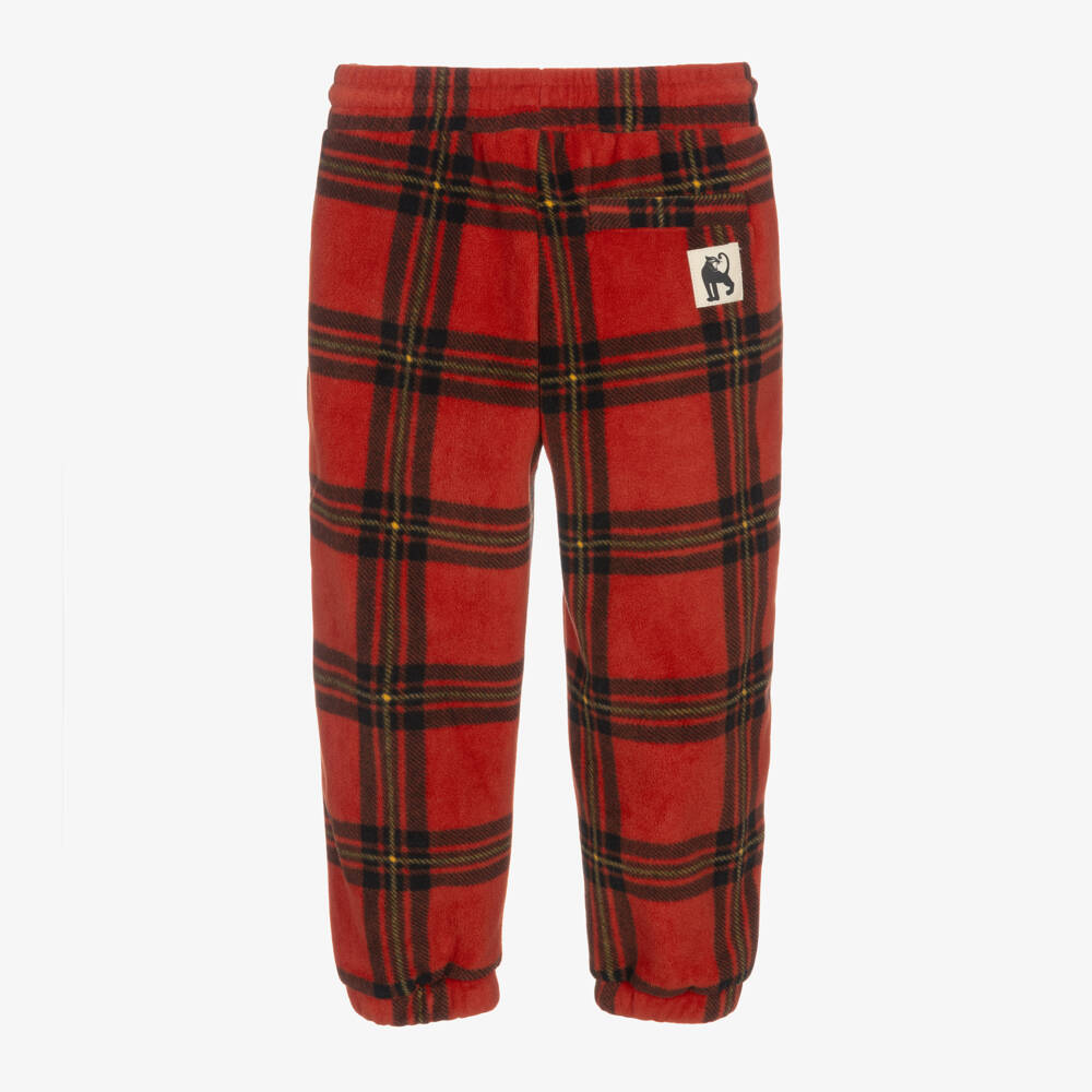 Mini Rodini-Boys Red Check Fleece Trousers | Childrensalon Outlet