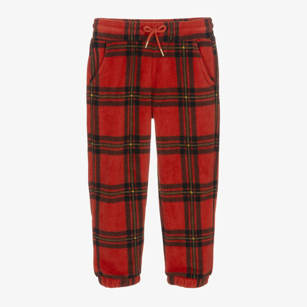 Mini Rodini-Boys Red Check Fleece Trousers | Childrensalon Outlet