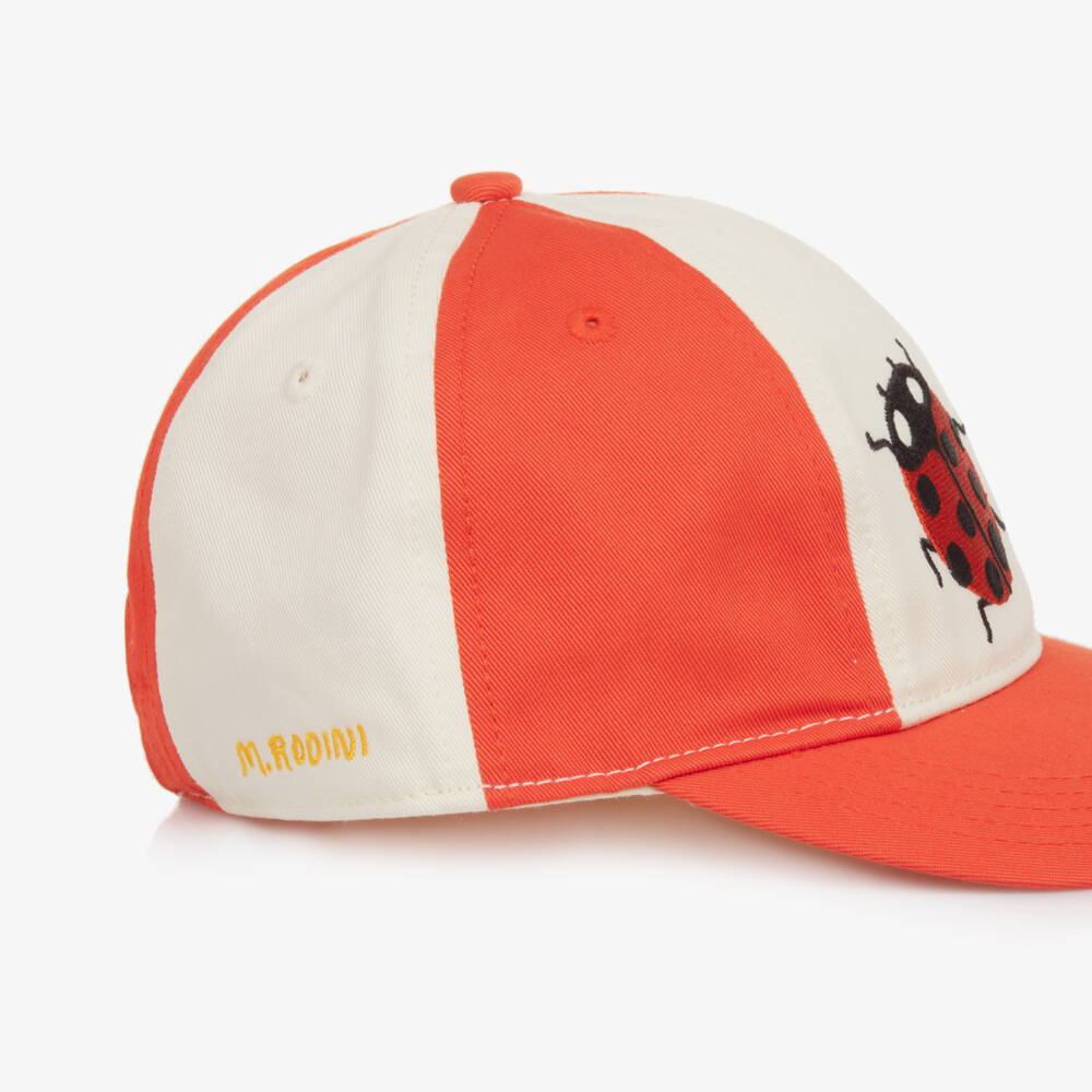 Mini Rodini-Boys Red & Ivory Bug Embroidered Cap | Childrensalon Outlet