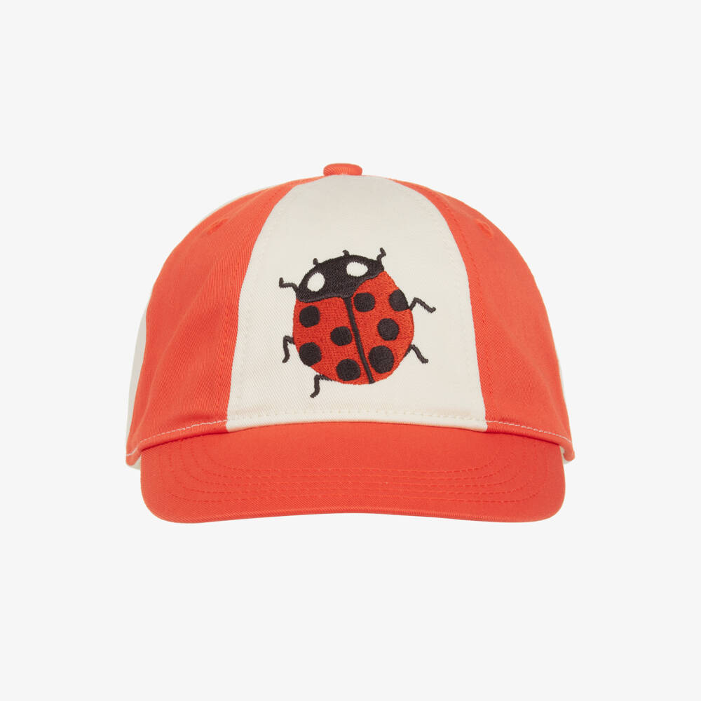 Mini Rodini-Boys Red & Ivory Bug Embroidered Cap | Childrensalon Outlet