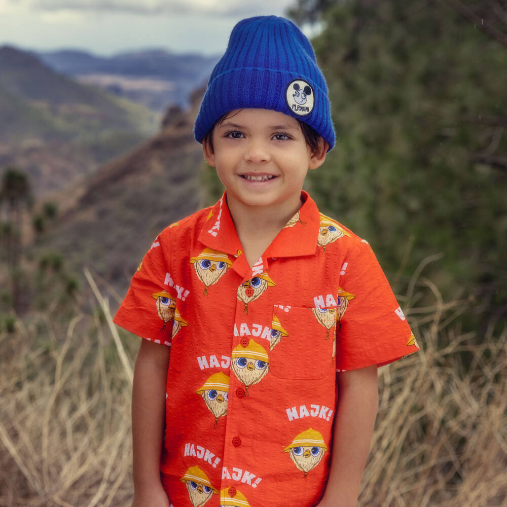 Mini Rodini-Boys Red Organic Cotton Owl Shirt | Childrensalon Outlet