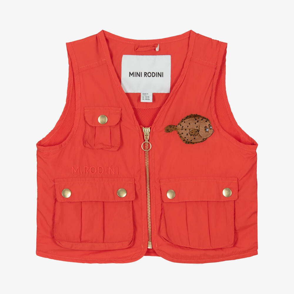 Mini Rodini-Boys Scarlet Embroidered Zip Vest | Childrensalon Outlet