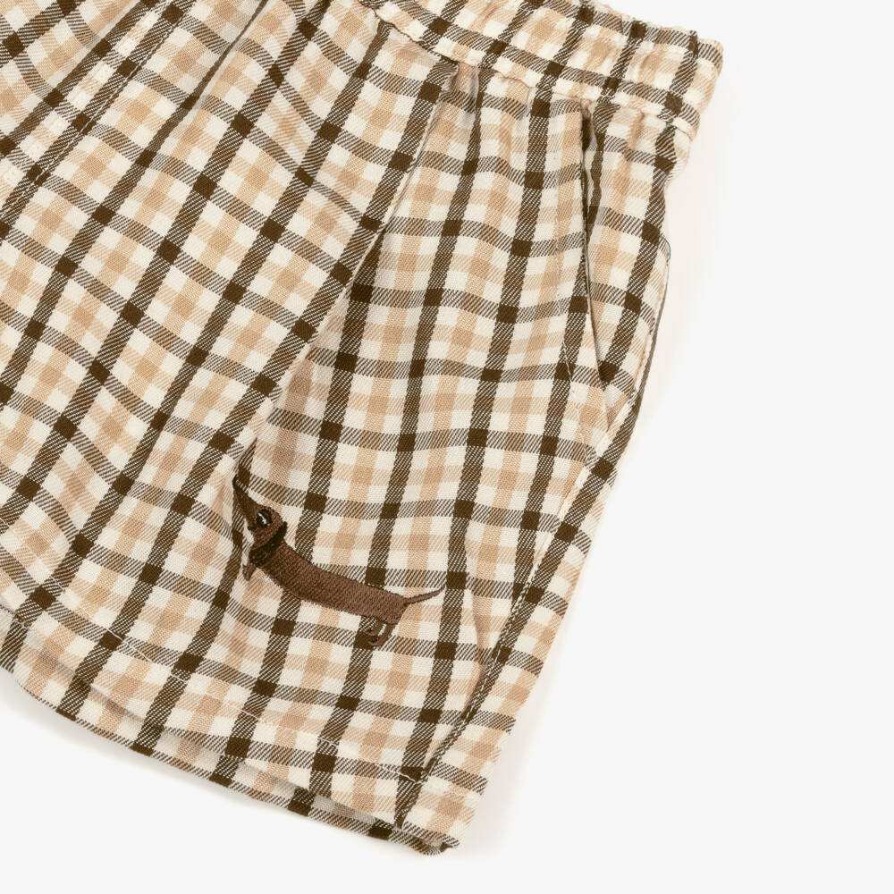 Mini Rodini-شورت أولاد بنقشة مربعات بلون بني فاتح | Childrensalon Outlet