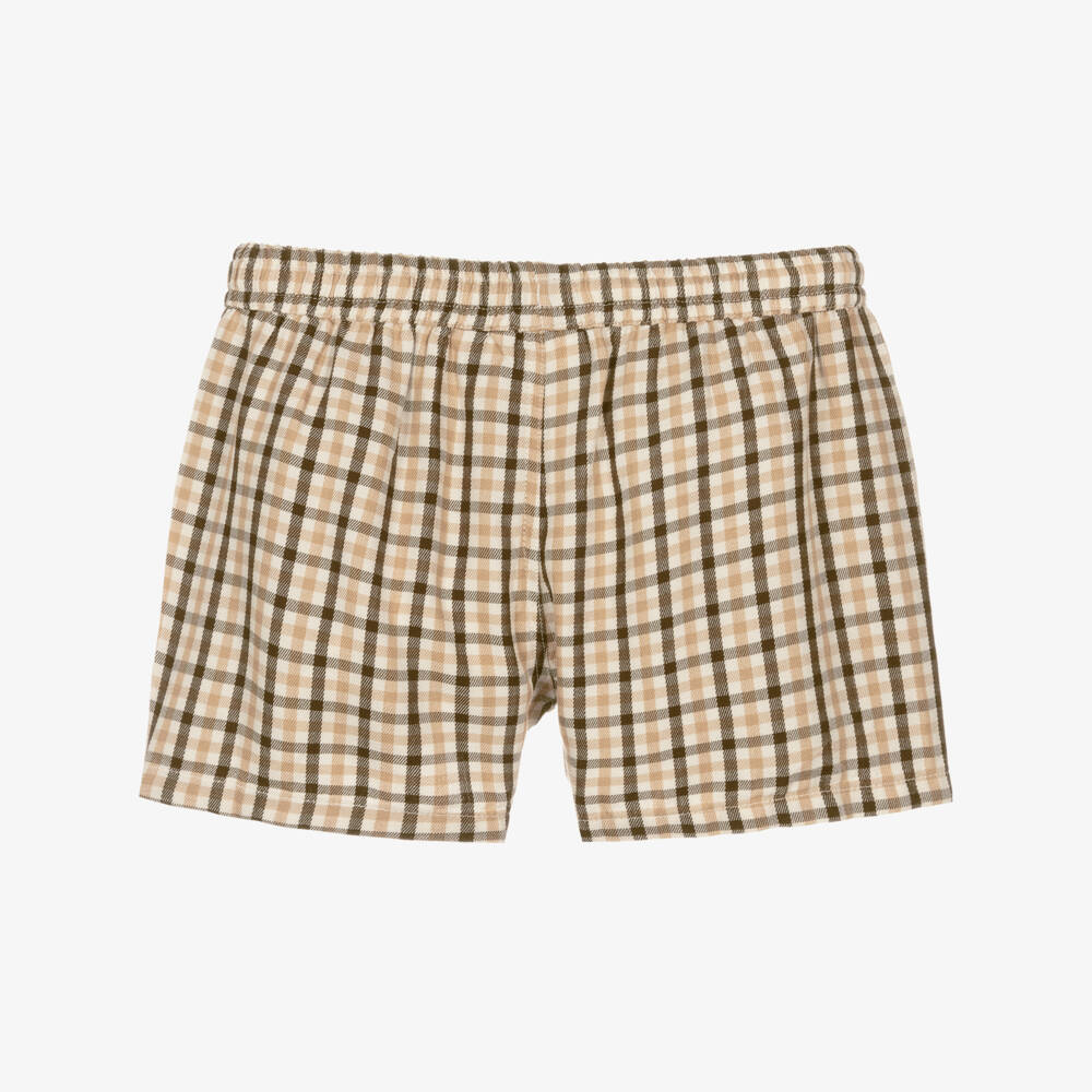 Mini Rodini-شورت أولاد بنقشة مربعات بلون بني فاتح | Childrensalon Outlet