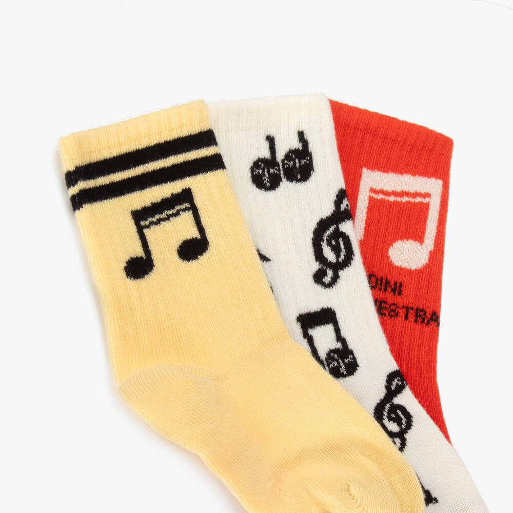 Mini Rodini-Boys Vibrant Musical Note Socks Trio | Childrensalon Outlet