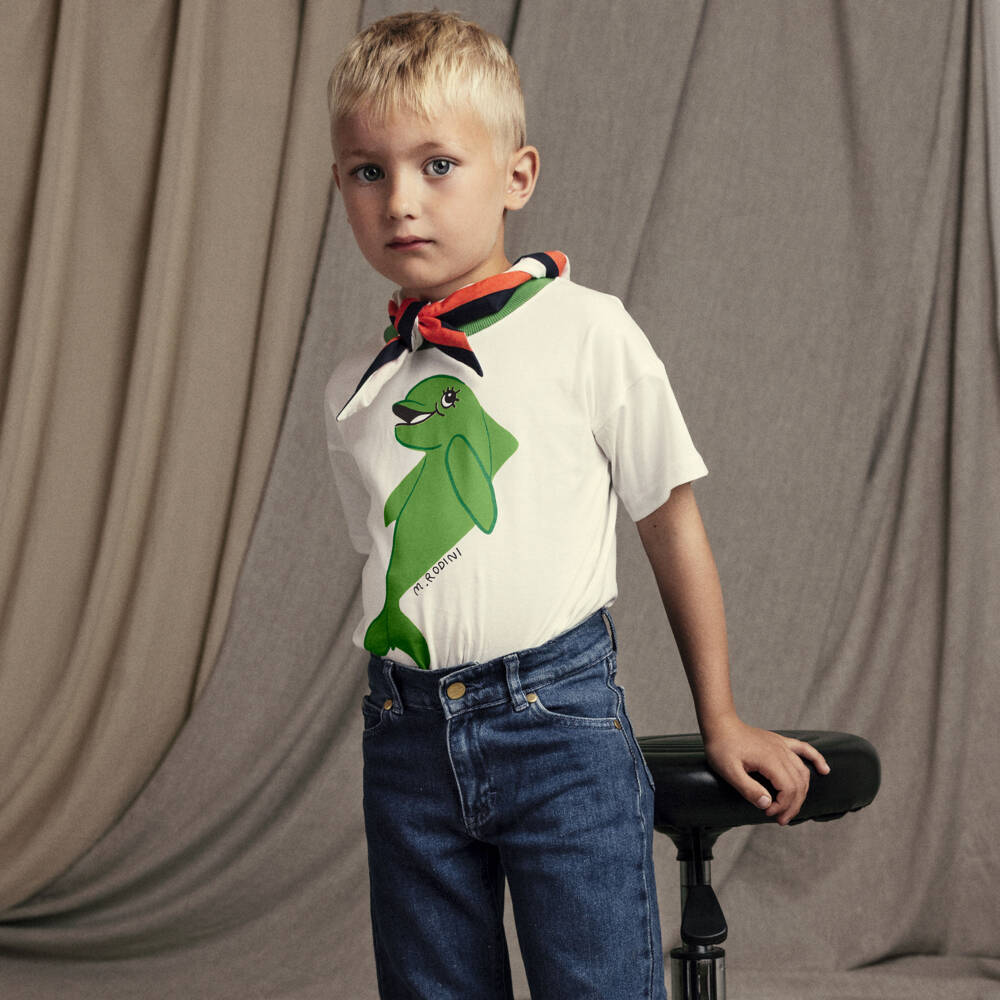 Mini Rodini-Boys White Dolphin Tee | Childrensalon Outlet