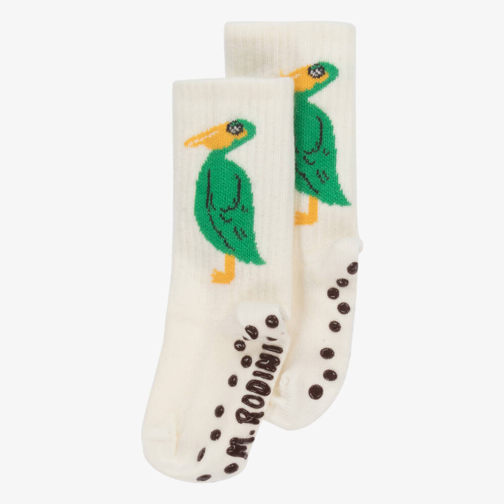 Mini Rodini-Boys White Pelican Grip Socks | Childrensalon Outlet