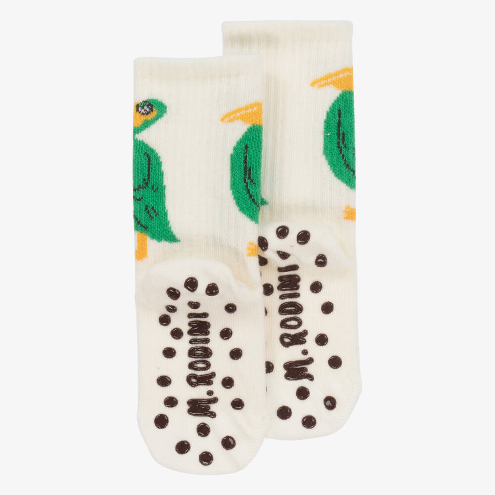 Mini Rodini-Boys White Pelican Grip Socks | Childrensalon Outlet