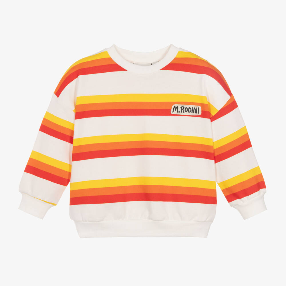 Mini Rodini-Boys White Striped Cotton Jumper | Childrensalon Outlet