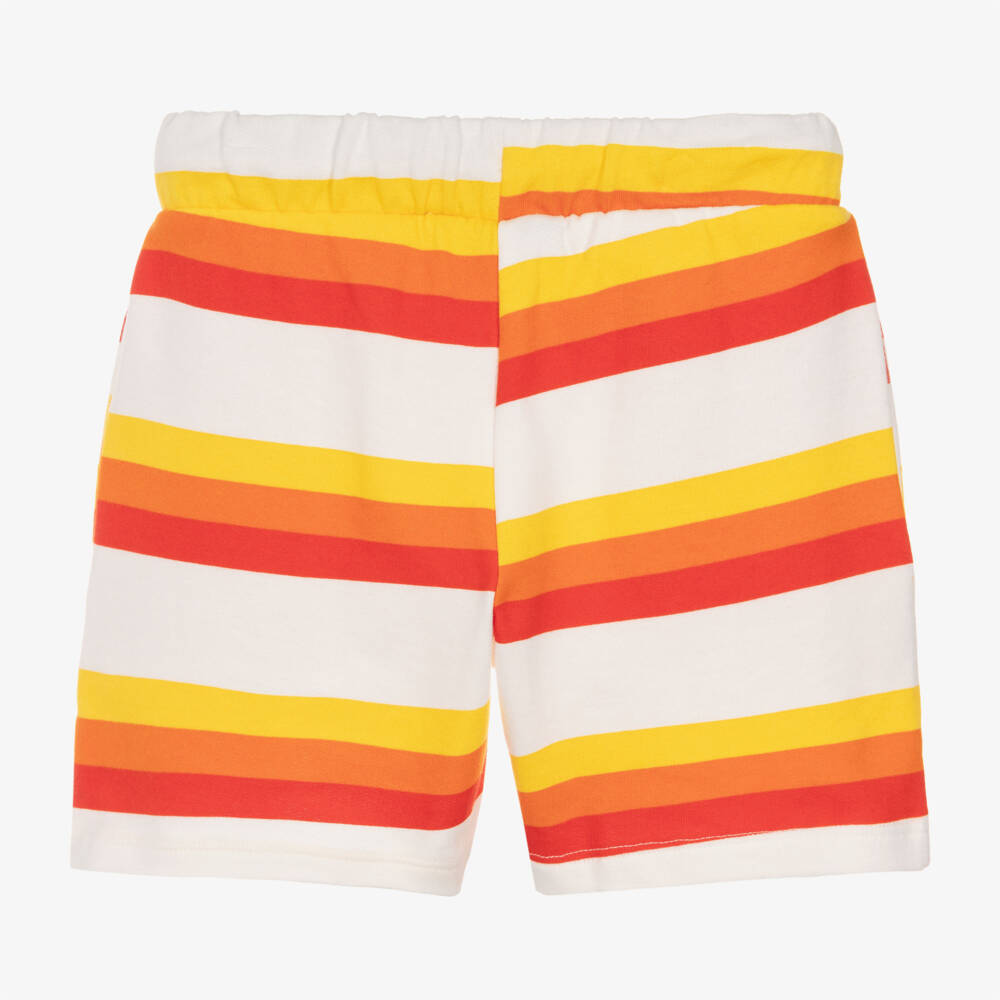 ميني روديني-شورت قطن عضوي مقلم لون أبيض | Childrensalon Outlet