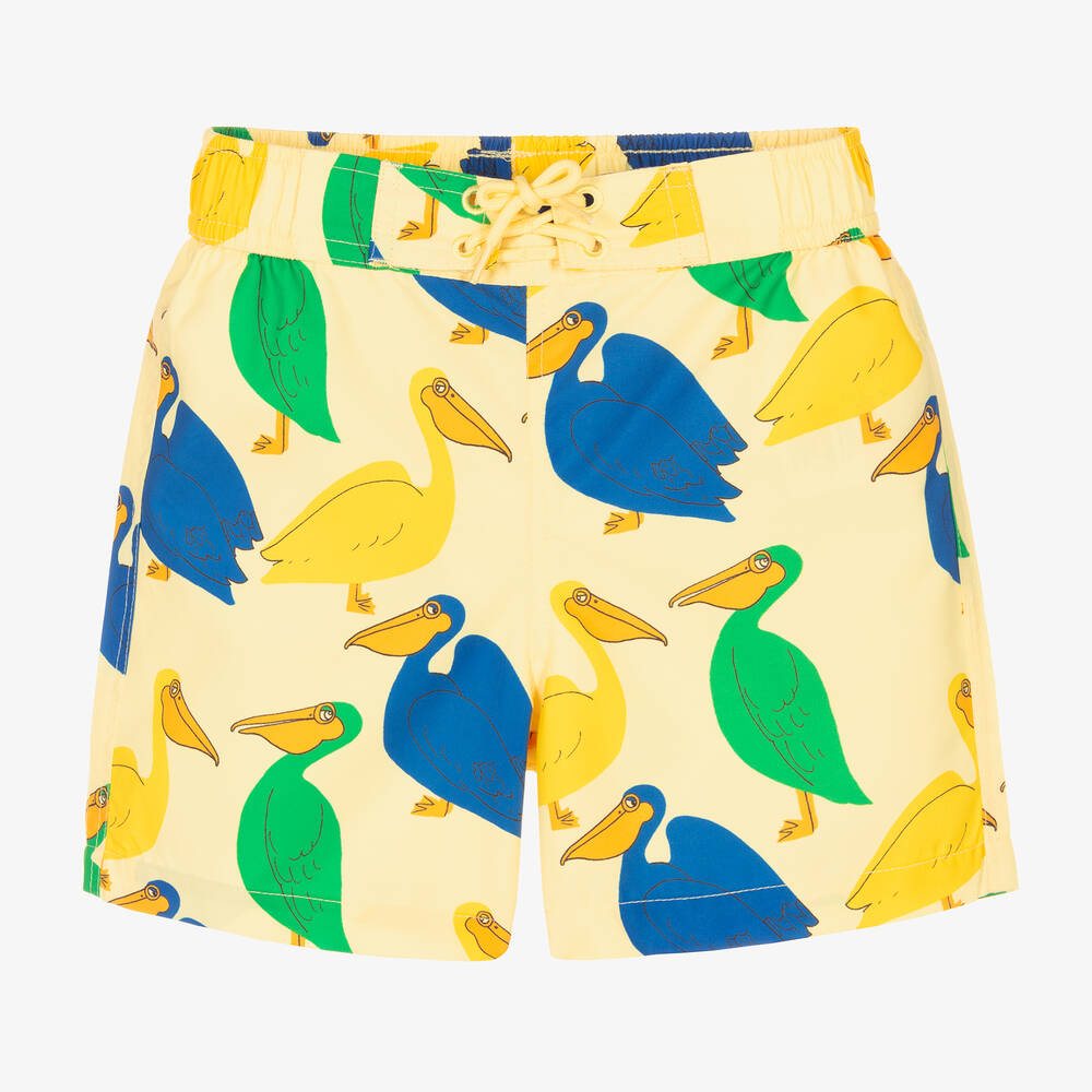 Mini Rodini - Boys Yellow Pelican Swim Shorts | Childrensalon